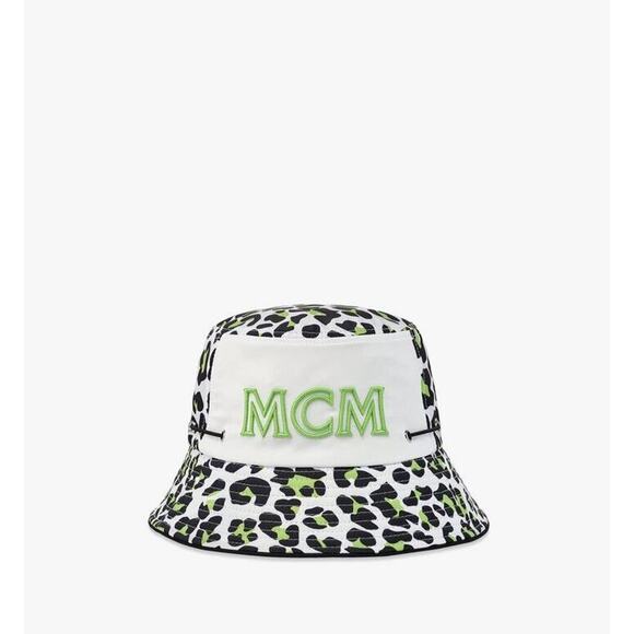 MCM Leopard Print Bucket Hat Multi Logo Embroidered Adjustable NWT $290 - Picture 3 of 16